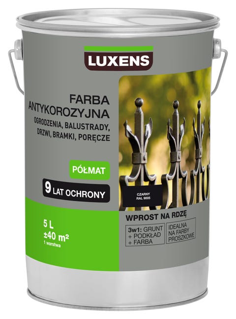 Farba antykorozyjna 5 l Czarny Półmat LUXENS