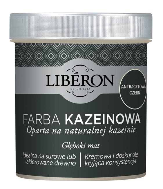 Farba do drewna KAZEINOWA 0.5 l Antracytowa czerń Mat LIBERON