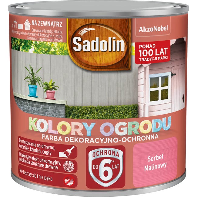 Farba do drewna KOLORY OGRODU 0.25 l Sorbet malinowy SADOLIN