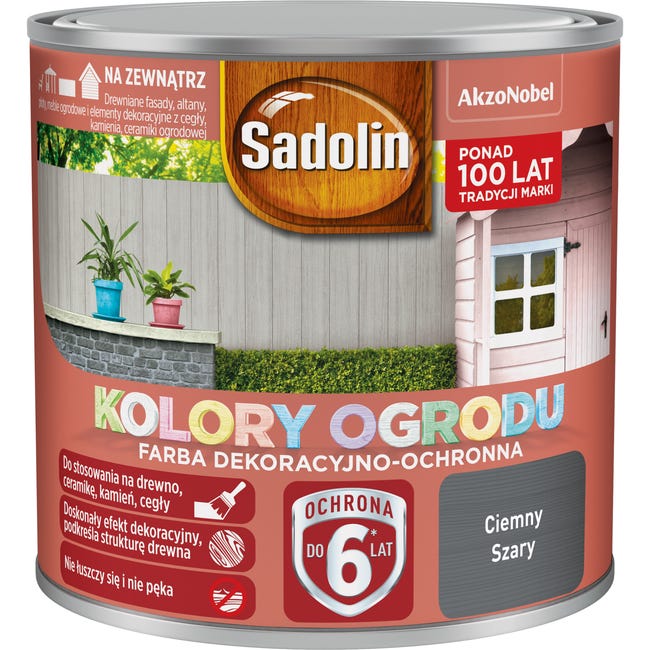 Farba do drewna KOLORY OGRODU 0.7 l Ciemny szary SADOLIN