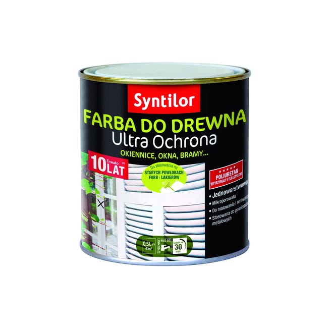 Farba do drewna ULTRA OCHRONA 0.5 l Biały SYNTILOR