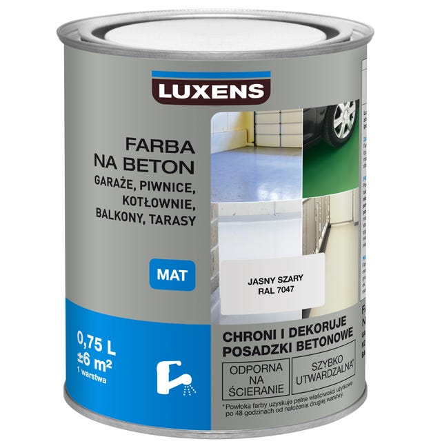Farba do podłóg NA BETON 0.75 l Szary jasny LUXENS