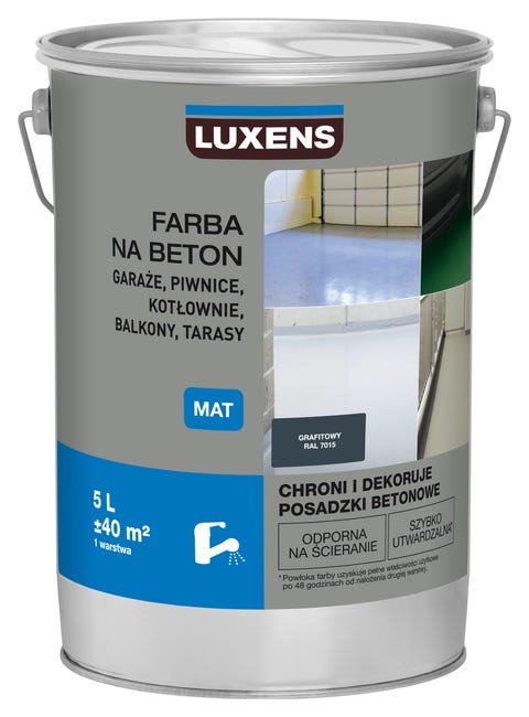 Farba do podłóg NA BETON 5 l Grafitowy Mat LUXENS