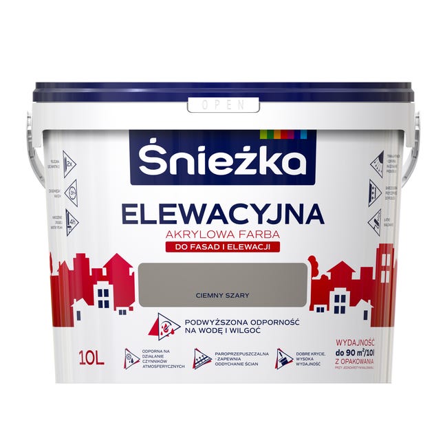 Farba elewacyjna akrylowa 10 l Ciemny szary Śnieżka