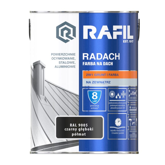 Farba na dach RADACH 0.75 l RAL-9005 Czarny głęboki RAFIL