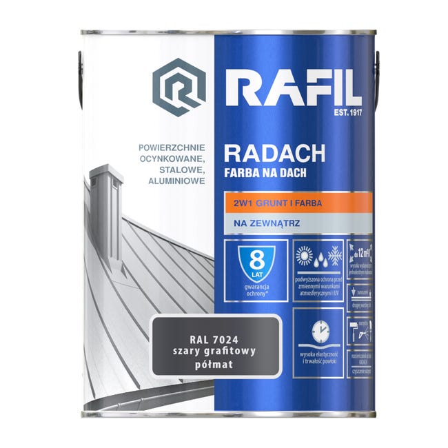 Farba na dach RADACH 5 l RAL-7024 Szary grafitowy RAFIL