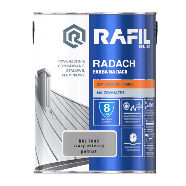 Farba na dach RADACH 5 l RAL-7040 Szary okienny RAFIL