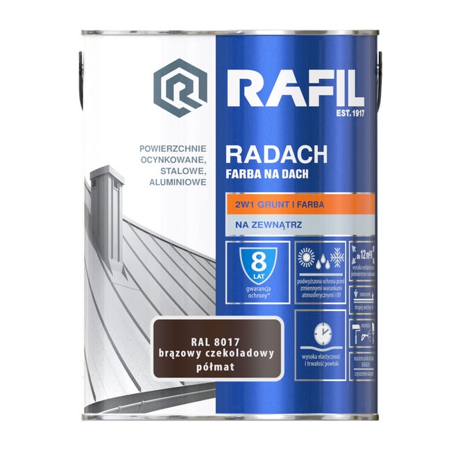 Farba na dach RADACH 5 l RAL-8017 Brązowy czekoladowy RAFIL