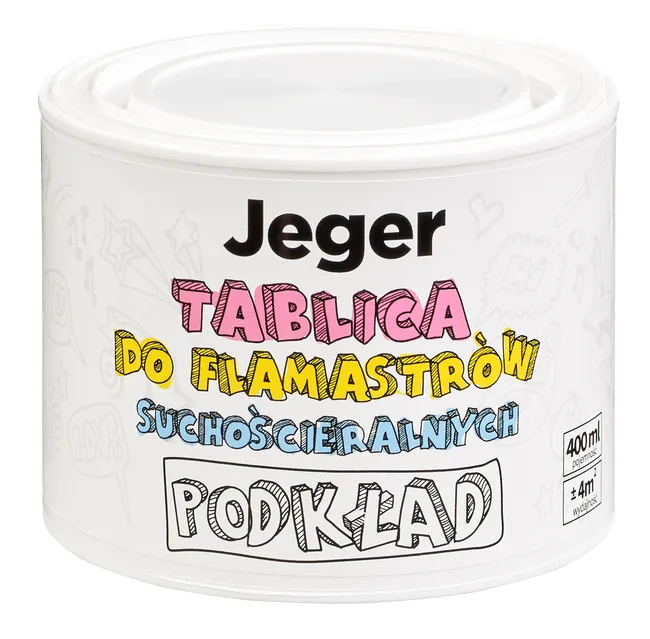 Farba tablicowa SUCHOŚCIERALNA Zestaw 2 x 0.4 l JEGER