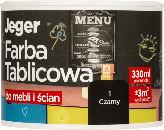 Farba tablicowa do mebli i ścian 0.33 l Czarna JEGER