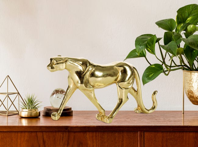 Figurka dekoracyjna pantera Femi złota