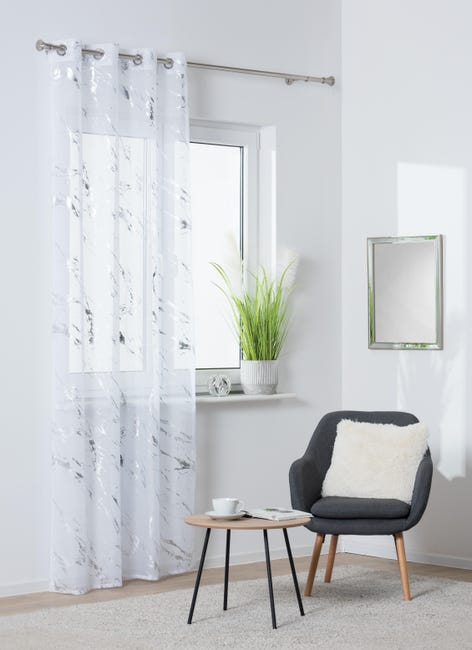 Firana Storm biało-srebrna 140 x 260 cm na przelotkach
