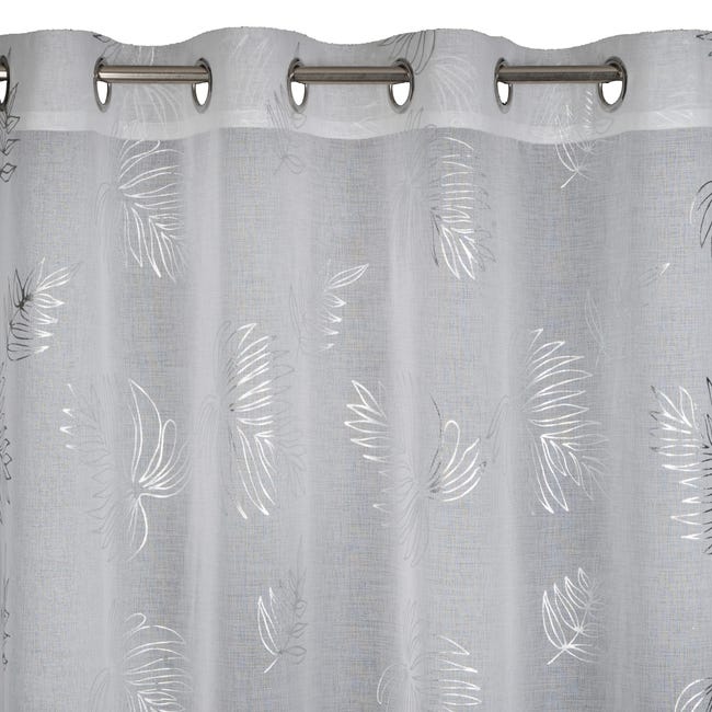 Firana na przelotkach Capri Liść 140 x 250 cm biało-srebrna