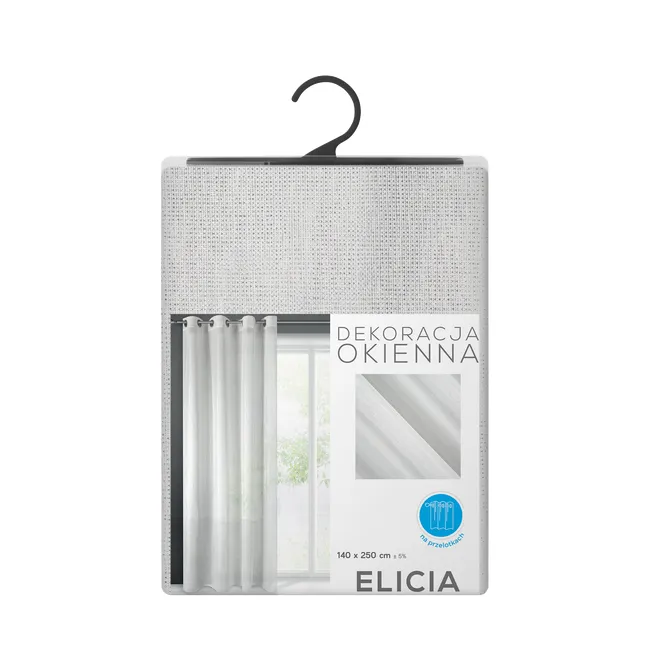 Firana na przelotkach Elcia 140 x 250 cm biało-srebrna