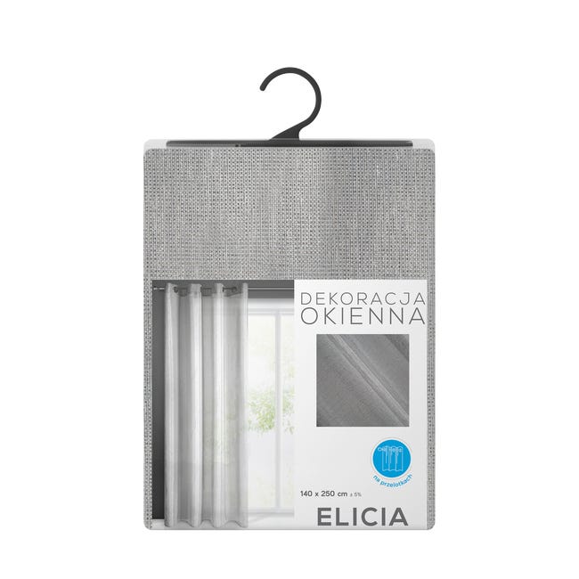 Firana na przelotkach Elcia 140 x 250 cm szaro-srebrna