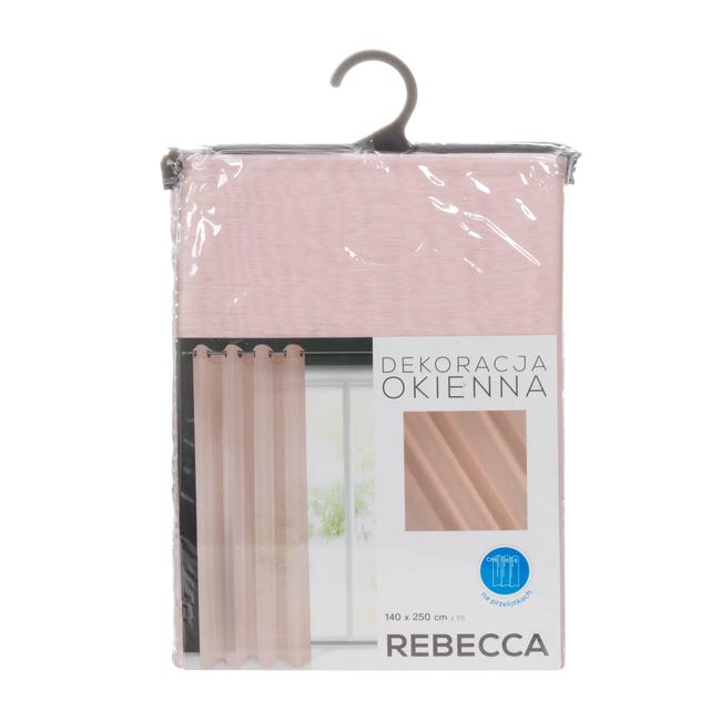 Firana na przelotkach Rebecca 140 x 250 cm różowa