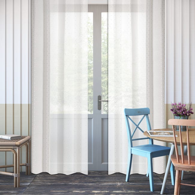 Firana na przelotkach Seyana kropki 140 x 280 cm biała Inspire