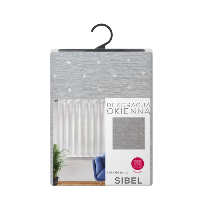 Firana na taśmie Sibel 300 x 150 cm biało-srebrna