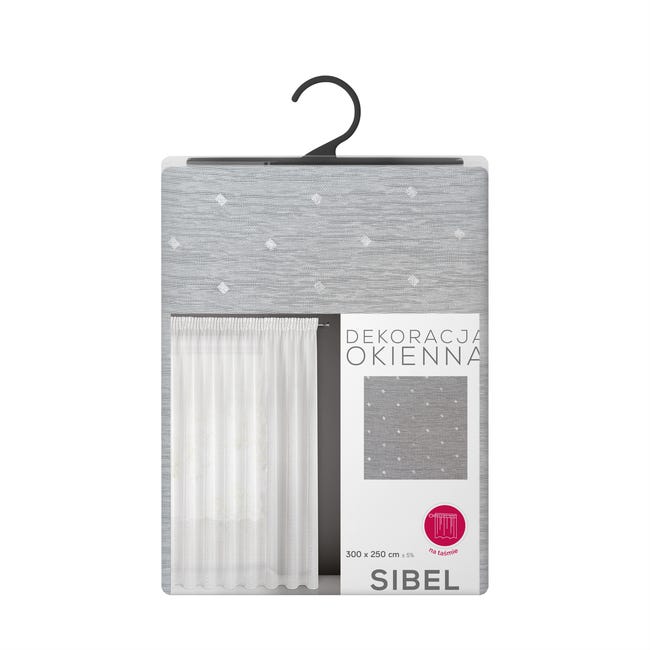 Firana na taśmie Sibel 300 x 250 cm biało-srebrna