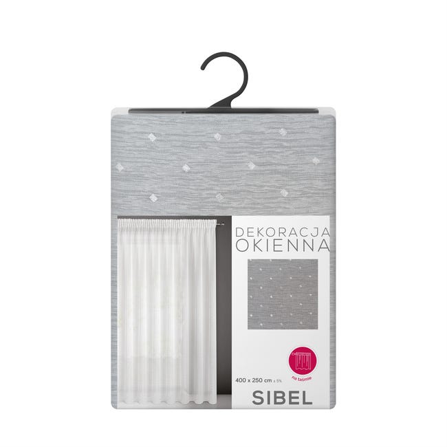 Firana na taśmie Sibel 400 x 250 cm biało-srebrna