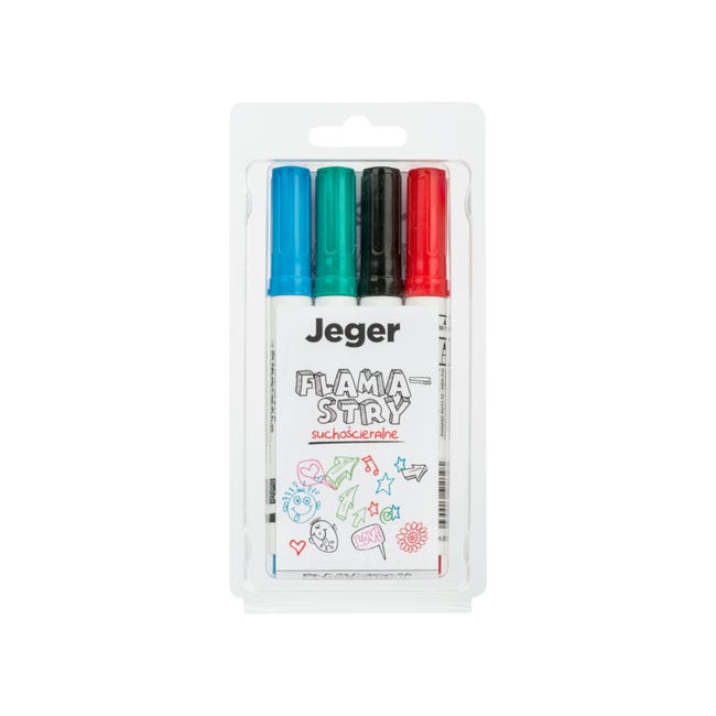 Flamastry suchościeralne 4 kolory JEGER