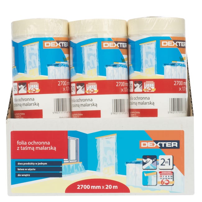 Folia malarska z taśmą 2.7 x 17 m DEXTER