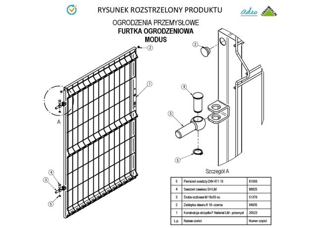 Furtka Modus 100x120 cm lewa srebrna Naterial