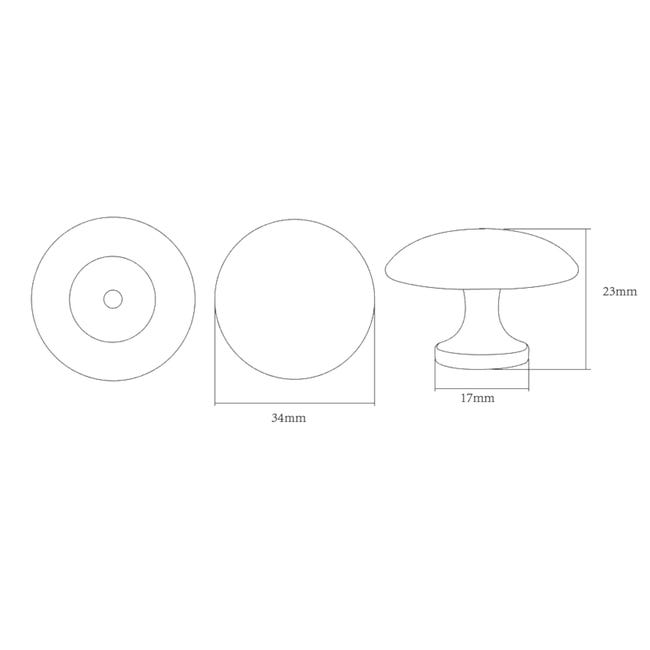 Gałka meblowa Grzybek 34 mm czarna