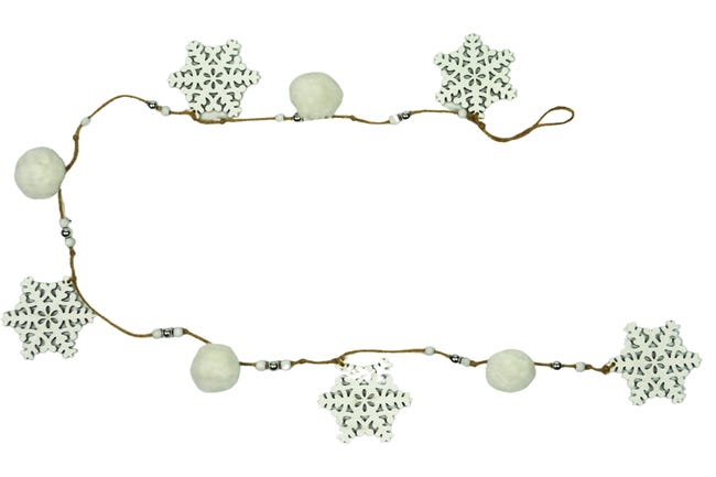 Girlanda świąteczna 120cm śnieżynki kulki białe