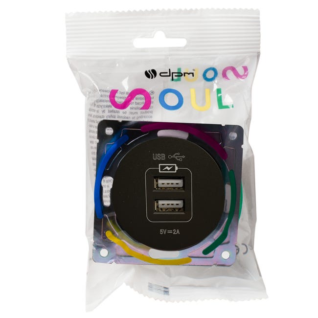 Gniazdo 2x USB SEU1028B czarny DPM