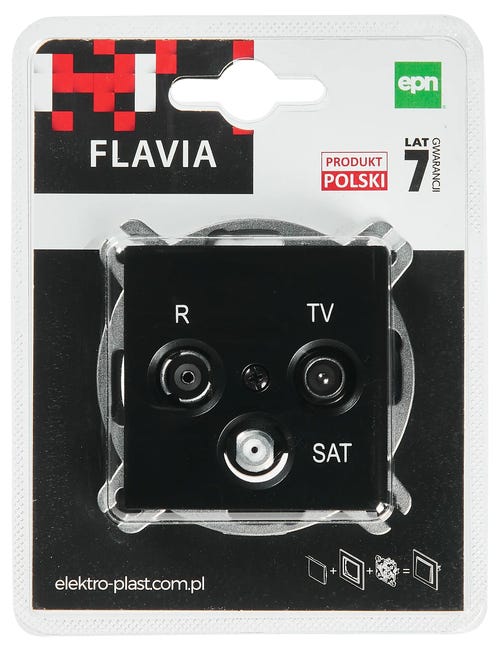 Gniazdo RTV / SAT Czarny FLAVIA ELEKTRO-PLAST