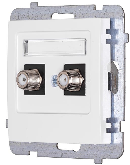 Gniazdo TV F podwójne AS Biały OSPEL