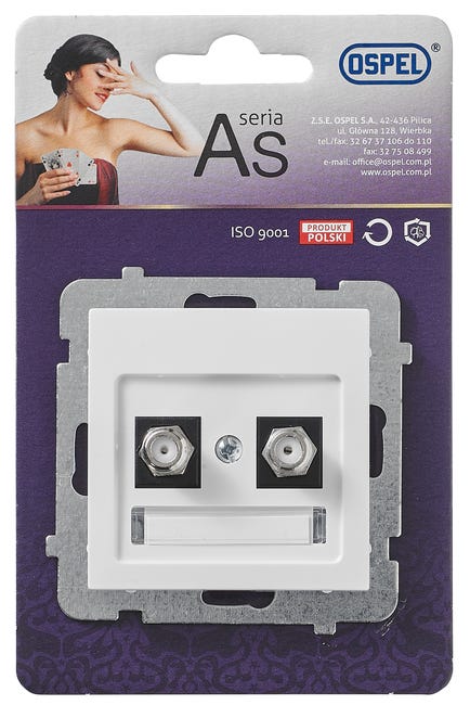 Gniazdo TV F podwójne AS Biały OSPEL