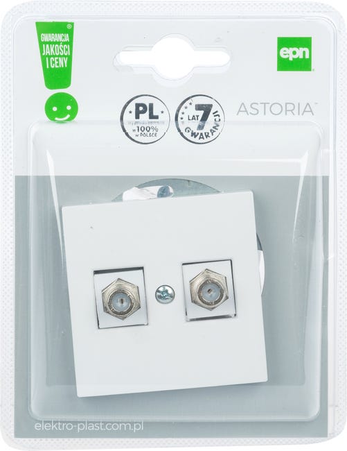 Gniazdo TV F podwójne ASTORIA biały ELEKTRO-PLAST