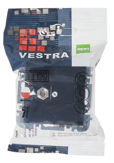 Gniazdo TV typu F Czarny VESTRA ELEKTRO-PLAST