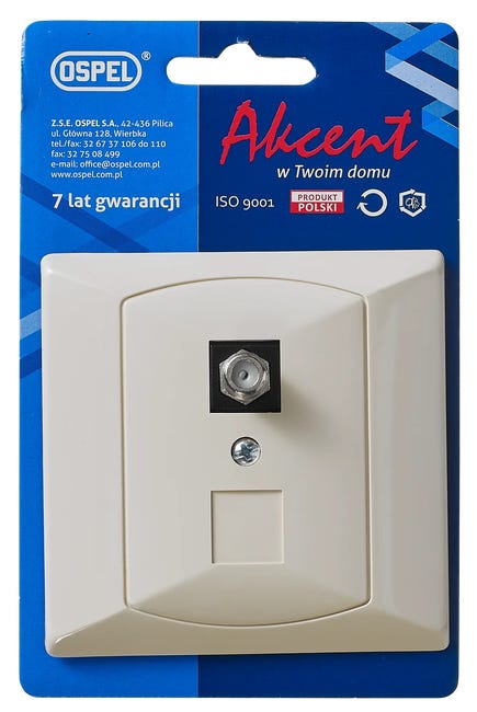 Gniazdo antenowe TYP F AKCENT Beżowy OSPEL