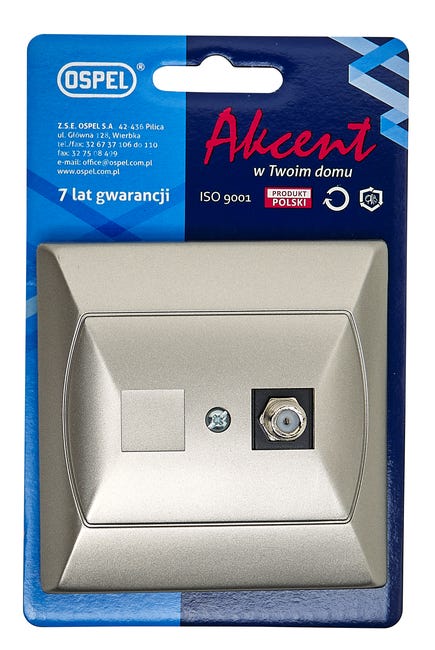 Gniazdo antenowe TYP F AKCENT Satyna OSPEL
