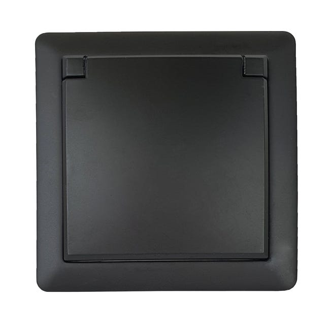 Gniazdo elektryczne pojedyńcze Slim czarny mat IP44 Lexman