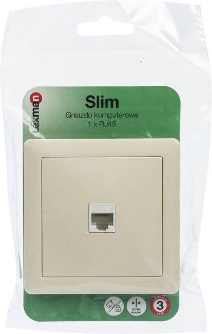 Gniazdo komputerowe RJ45 pojedyncze SLIM Kremowy LEXMAN