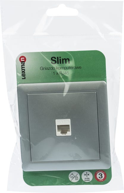Gniazdo komputerowe RJ45 pojedyncze SLIM Srebrny LEXMAN