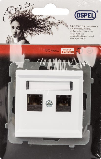 Gniazdo komputerowe podwójne SONATA Biały OSPEL