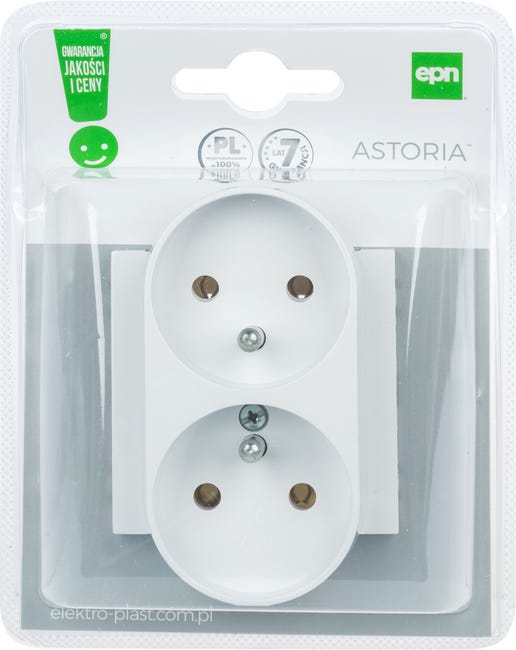 Gniazdo podwójne ASTORIA biały ELEKTRO-PLAST