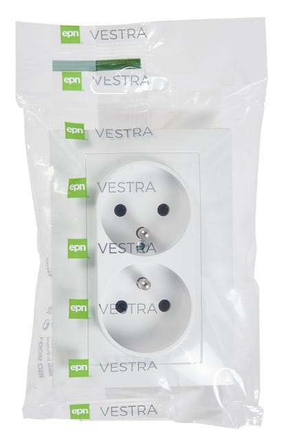 Gniazdo podwójne Biały VESTRA ELEKTRO-PLAST