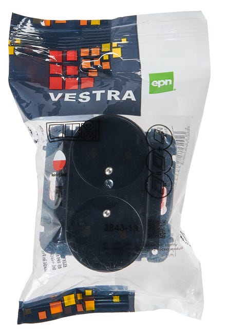 Gniazdo podwójne Czarny VESTRA ELEKTRO-PLAST