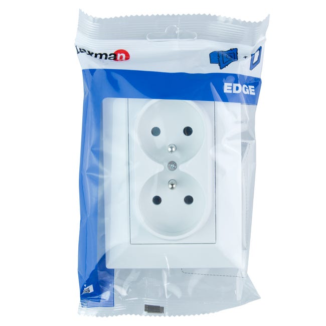 Gniazdo podwójne EDGE białe LEXMAN