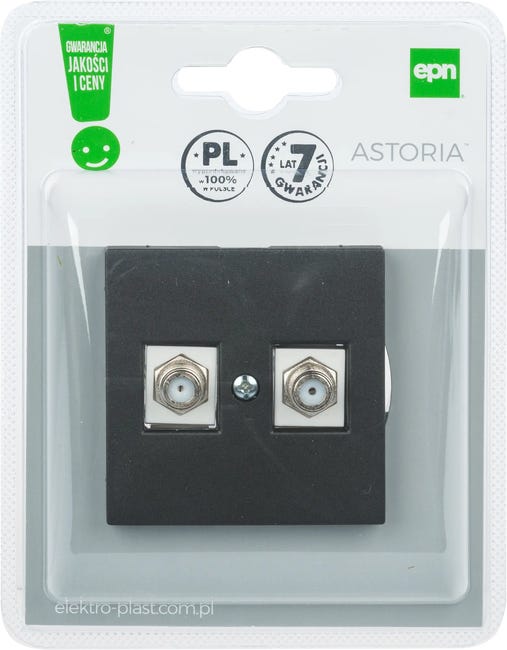 Gniazdo podwójne F ASTORIA czarny ELEKTRO-PLAST