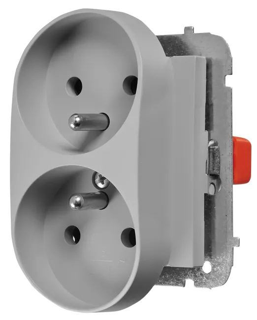 Gniazdo podwójne FLAVIA Szary mat ELEKTRO-PLAST