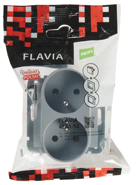 Gniazdo podwójne FLAVIA Szary mat ELEKTRO-PLAST