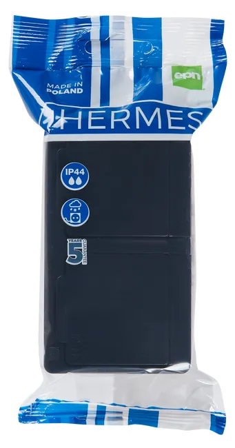Gniazdo podwójne Hermes IP44 czarny ELEKTRO-PLAST