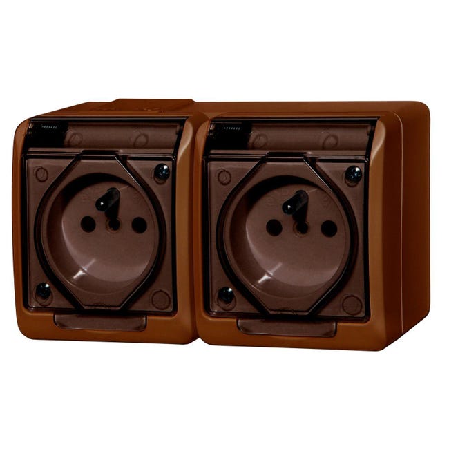Gniazdo podwójne IP44 HERMES Brązowy ELEKTRO-PLAST